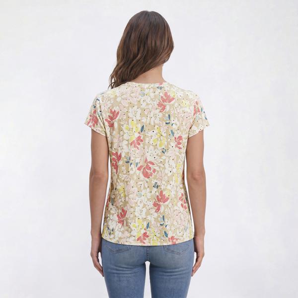 Womens Emily Daniels Short Sleeve Henley Disco Floral Blouse alternate view